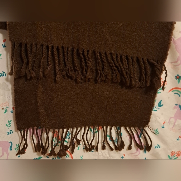 Vintage Glen Heath Brown Camel Hair Unisex Casual Neutral Scarf Wrap w/ Fringe - Picture 4 of 7